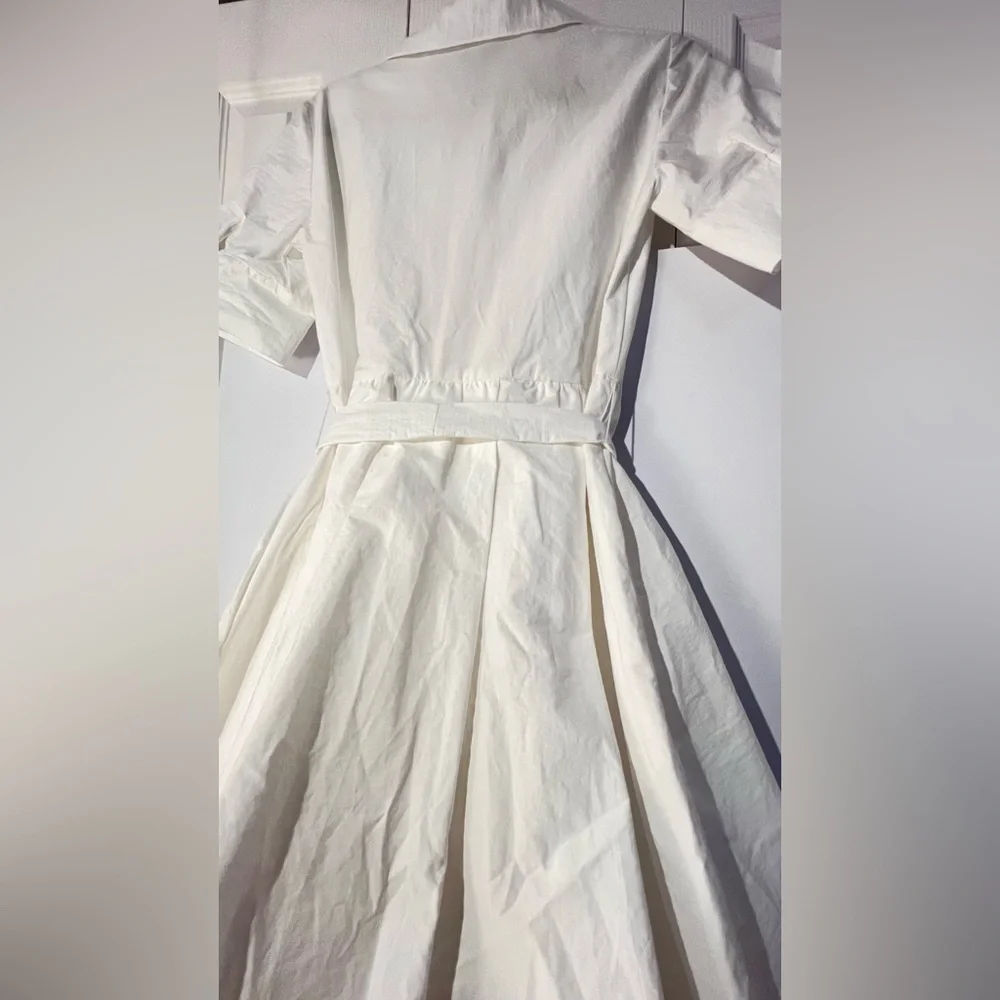 Zara Ivory Midi Shirt Dress with Waist Tie - Picture 13 of 13